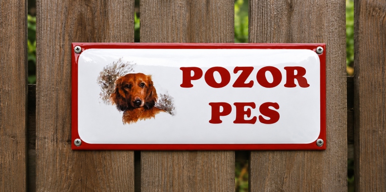 Smaltovaná cedule Pozor pes